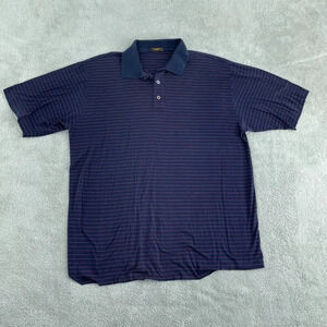 Marbas Mens Navy & Red Striped Polo Shirt Cotton 4716